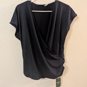 HALARA Navy Wrap Blouse